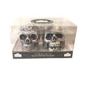 Floral Skull Halloween Salt & Pepper Shakers Distressed Gray 10 Strawberry Stree